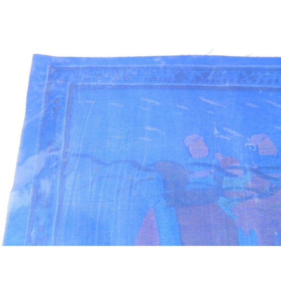 Blue Silk Elephant Folk Art Asian Silkscreen Print 12" X 9" - Picture 10 of 12